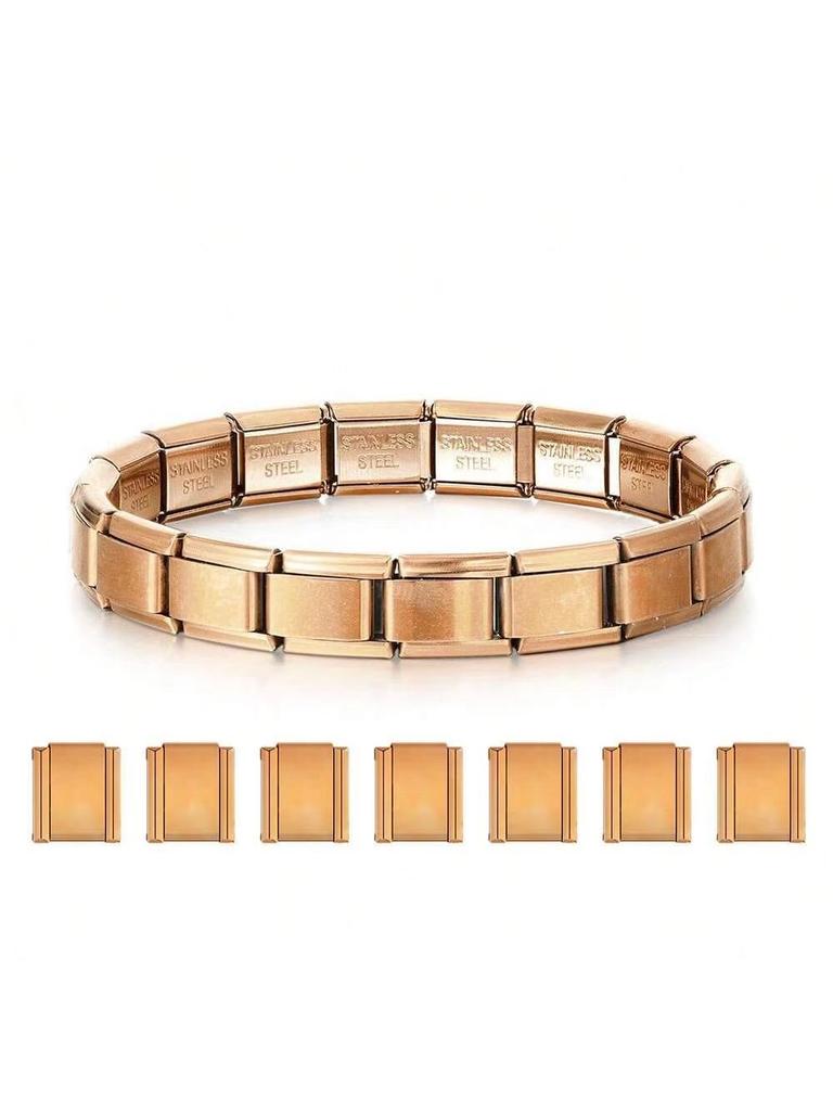 Stainless Steel Stretch Bracelet with Interlocking Square Links Durable Flexible Chain Link Design for Everyday Wear and Comfortable Fit