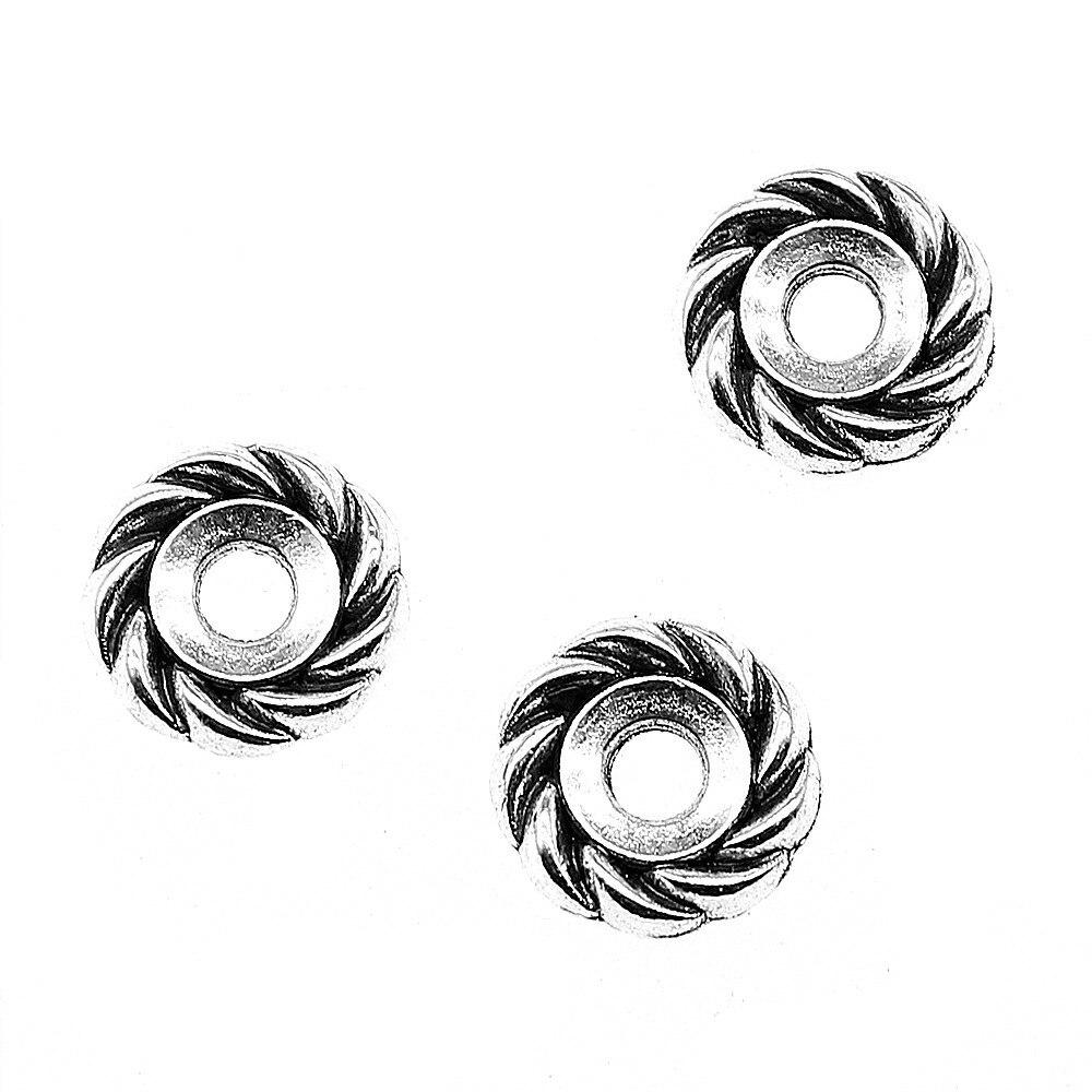 20 Stück 9x9x2mm Charm Spacer Perlen Runde Perlen Charm Antik Silber Farbe Space Perlen für Halskette Armband Schmuckherstellung