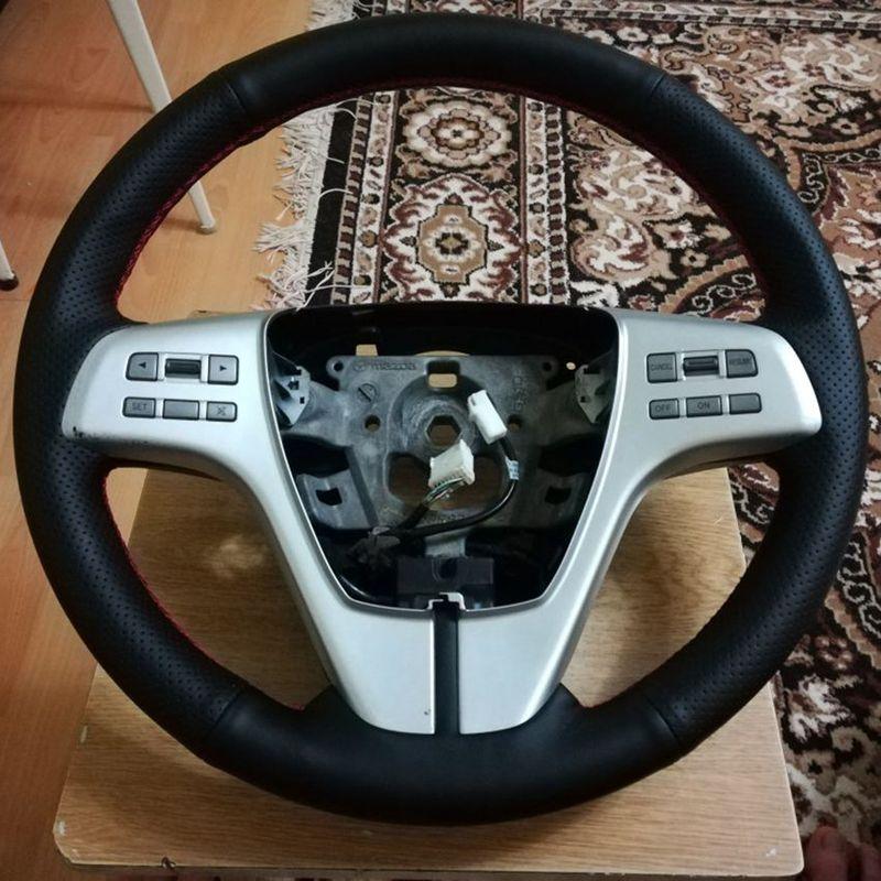 Black Artificial Leather Steering Wheel Cover Hand-Stitched Car Steering Wheel Cover For Old Mazda 6 2009 Mazda 6