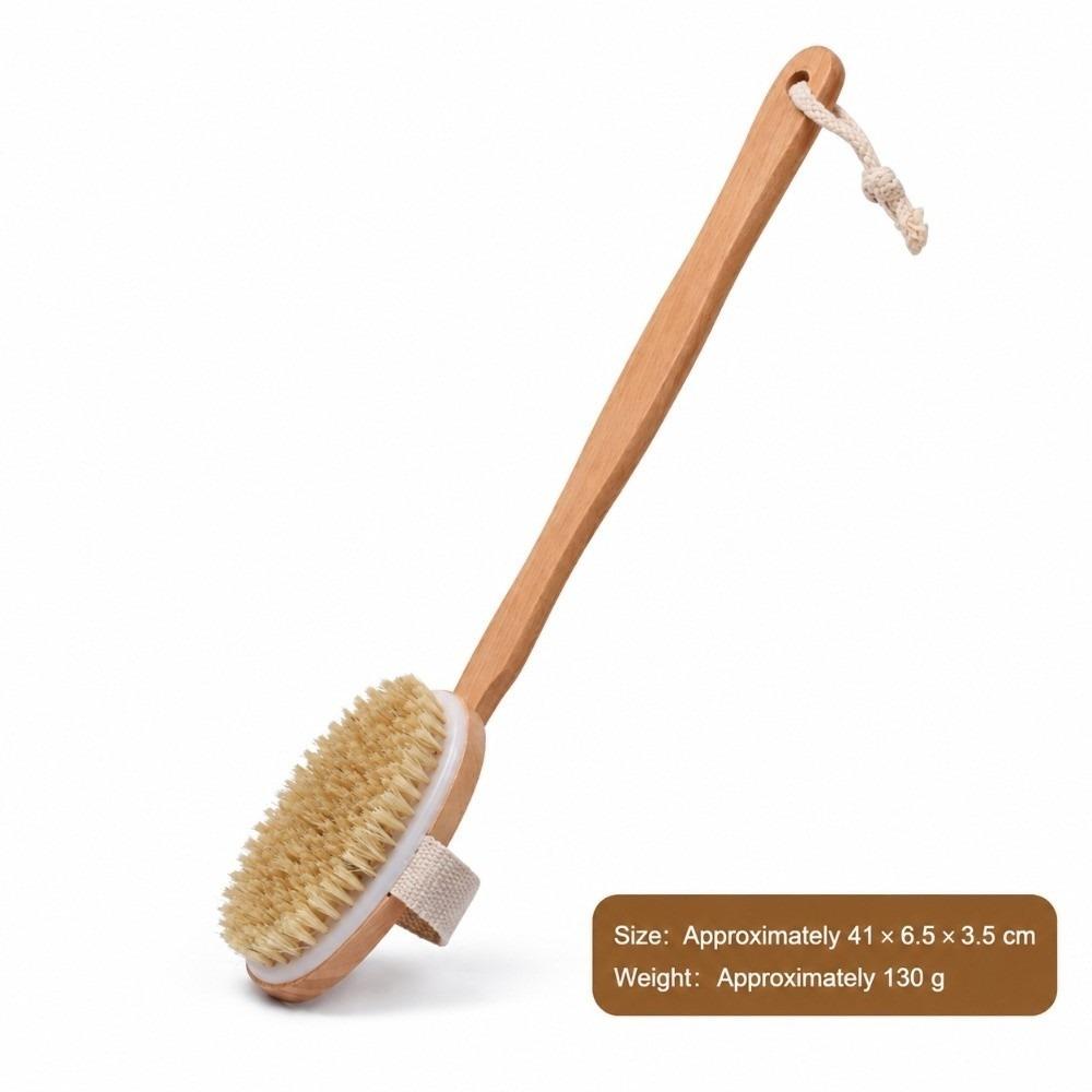 Wooden Handle Shower Scrubber Brush Boar Bristle Back Exfoliating Brush Bath Body Brush  Spa Use