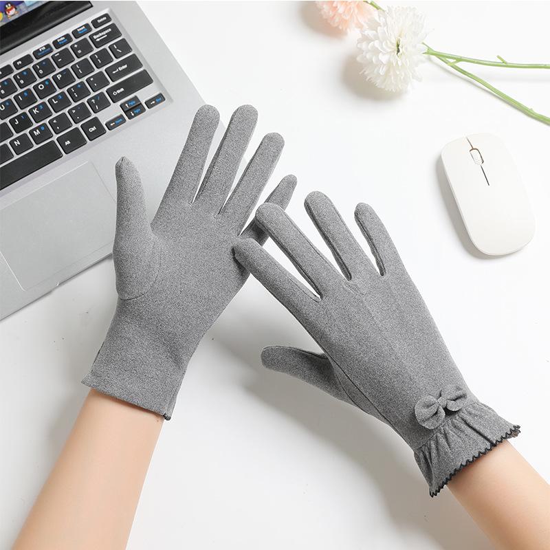 Gloves Winter Women Spring Autumn Modal Thin Cotton Stretch Cycling Windproof Warm Fleece Cold Proof