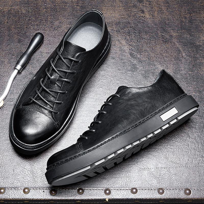 Rundkopf Retro Erste Schicht Rindsleder Schnürschuhe Freizeitschuhe Herren Britische Weiche Sohle Business Herren Lederschuhe Echtes Leder Handgefertigt