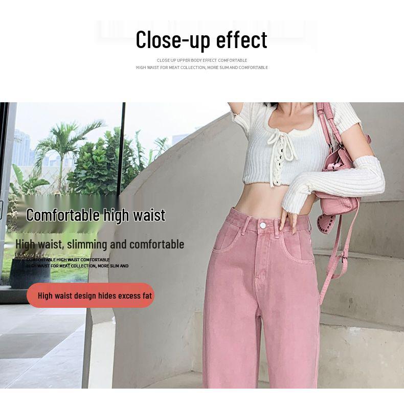 Moderne High-Waist Weitbeinige Jeans für Damen - Schlankmachend, Locker, Gerader Schnitt für Frühling/Herbst, Bodenlanges Design.