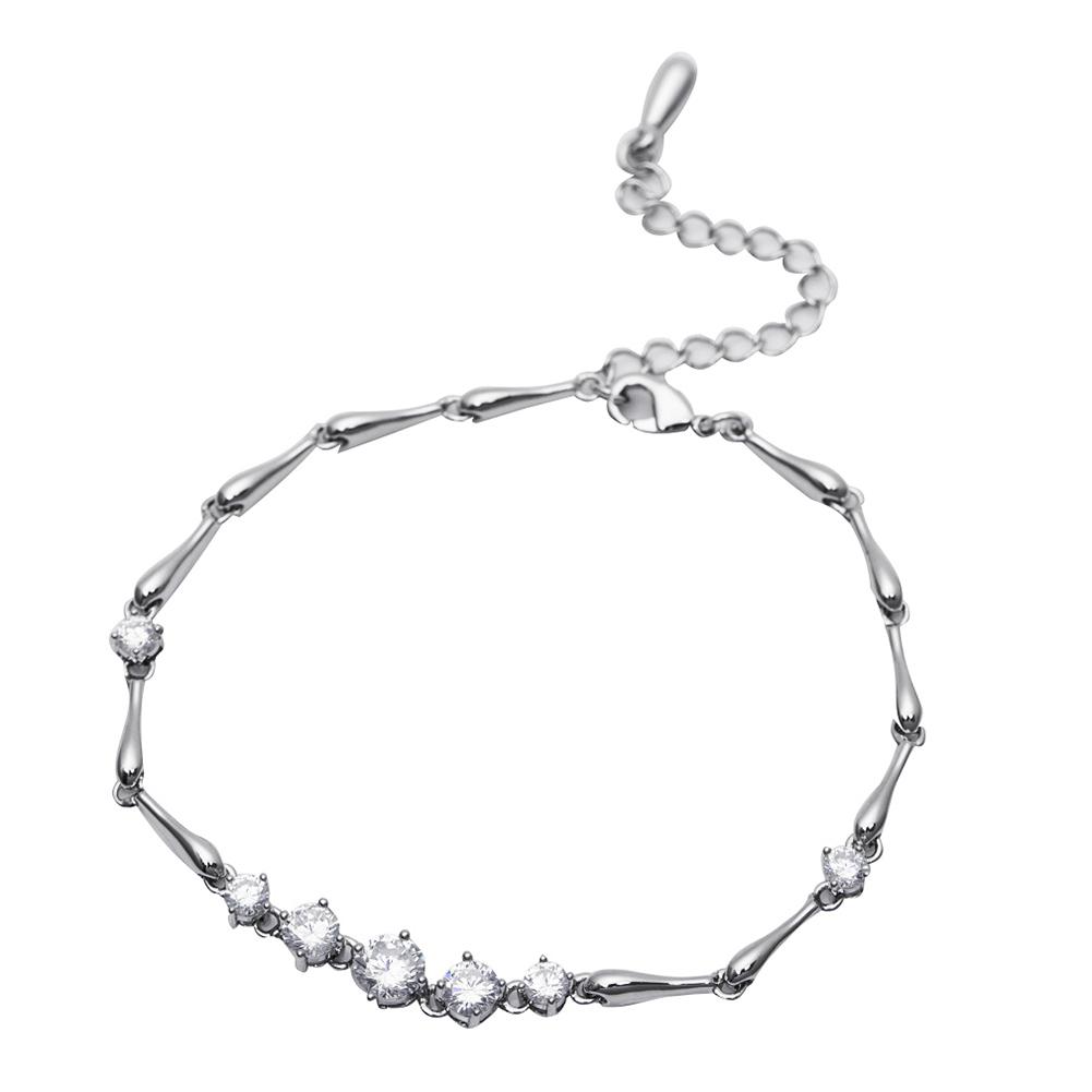 Women Simple Gradient Round Zircon Bracelet Stylish Hand Chain Ornament
