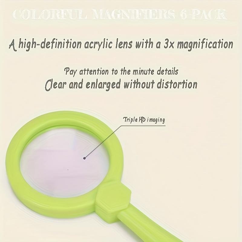 3X Magnifying Glass Handheld Magnifier with Color-Enhanced Clarity, Ergonomic Pink Handle - Battery-Free for Outdoor Insect Observation