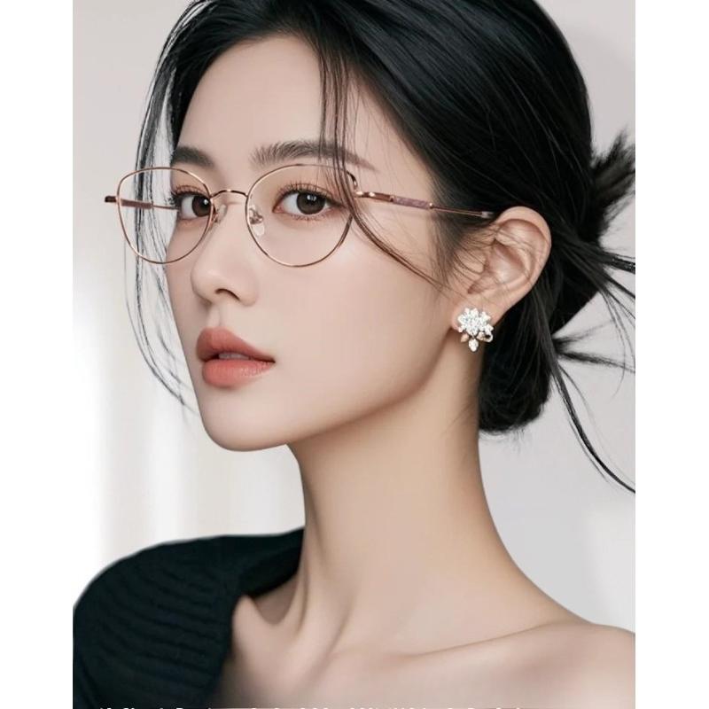 Fashionable Cat Eye Photochromic Myopia Glasses Simple and Elegant Anti Blue Light Street Photography Glasses Diopter To -4.0