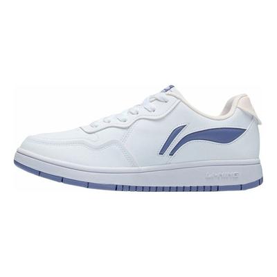 Li Ning Trendy Casual Non-Slip Wear-Resistant Low-Top Skate Shoes Women Sneakers White Blue AGCR318-3
