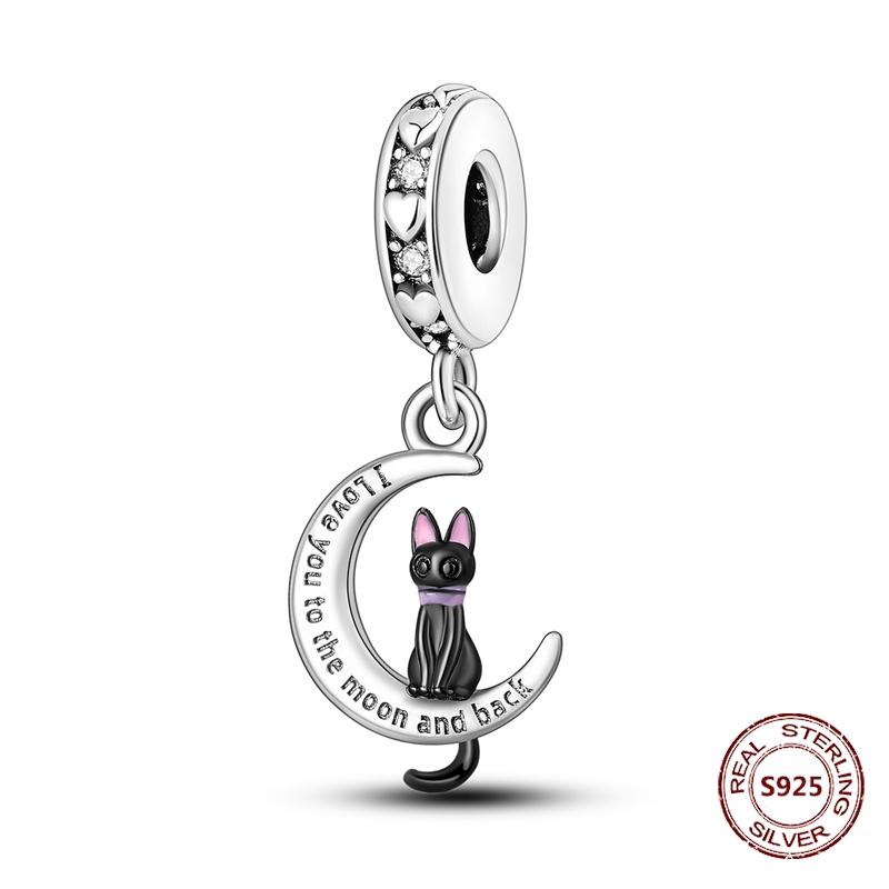 Copper Original Dog Cat Safety Chain Lazy Cat Pink Zircon Pet Paw Print Footprint Charms Fit Bracelet For Women Diy Jewelry