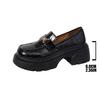 Loafers for Women – Spring New British Style Versatile Comfortable Slip-On Platform Leather Shoes, Round Toe Chunky Heel Casual Footwear