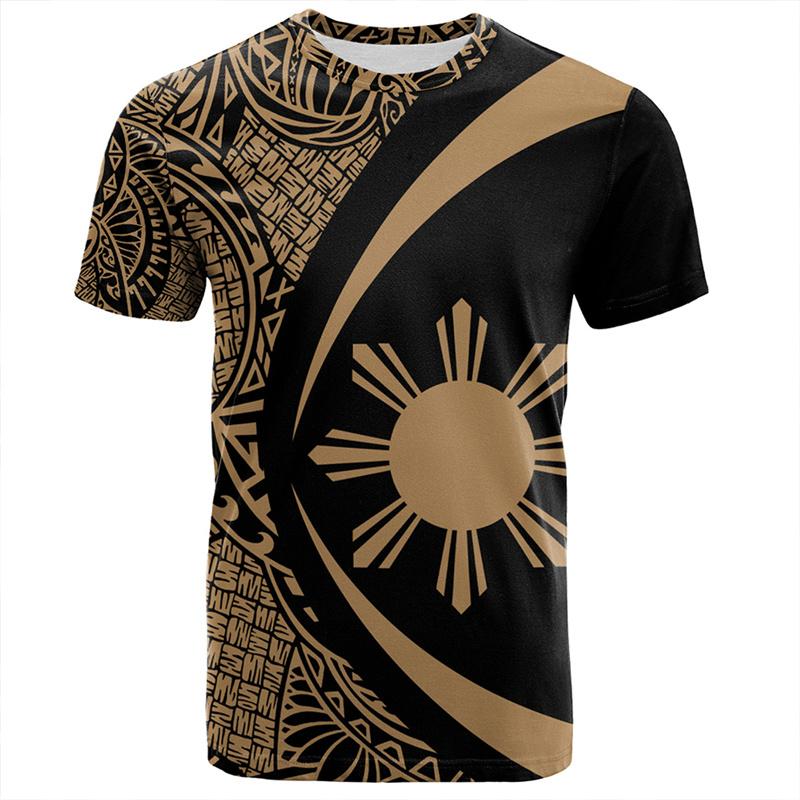 Fashion Philippines 3D Printed T Shirt For Men Summer Short Sleeves Hawaiian Crew Neck Tees Women Casual Polynesian T-shirt