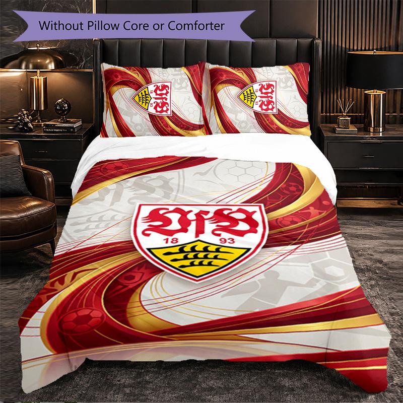 Set Biancheria da Letto Calcio VfB Stuttgart 3 Pezzi Morbido Set Copripiumino con Federe Set Decorazione Camera da Letto per la Casa