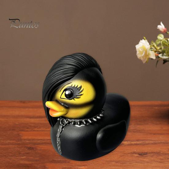 Gothic Duck Figurine Punk Deathrock Satanic Black Duck Resin Statue Sculpture Home Office Desktop Decoration Halloween Party Ornament