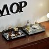 Exquisite Metal Storage Tray with Glass Mirror Bathroom Sundries Organizer  Home Decorations