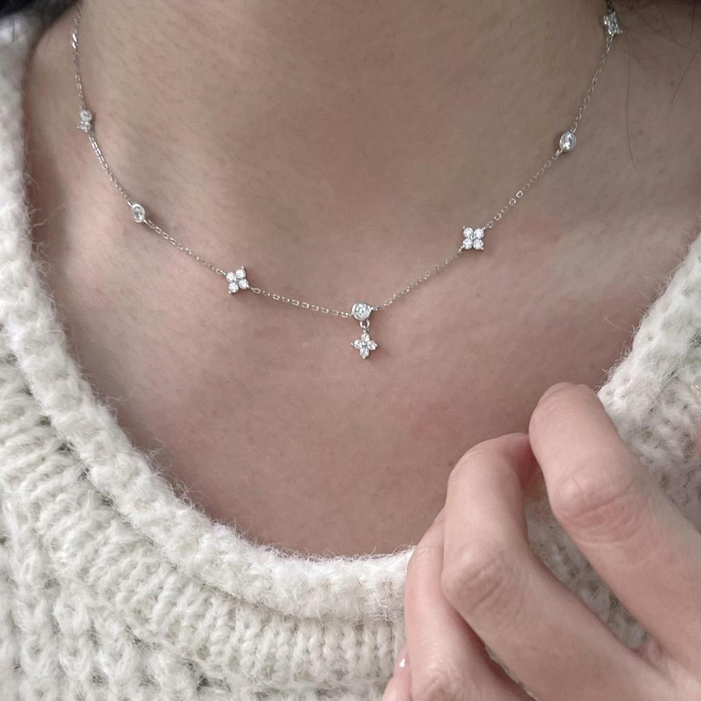 Xiaohongshu Clover & Star Necklace - Minimalist Fresh Style