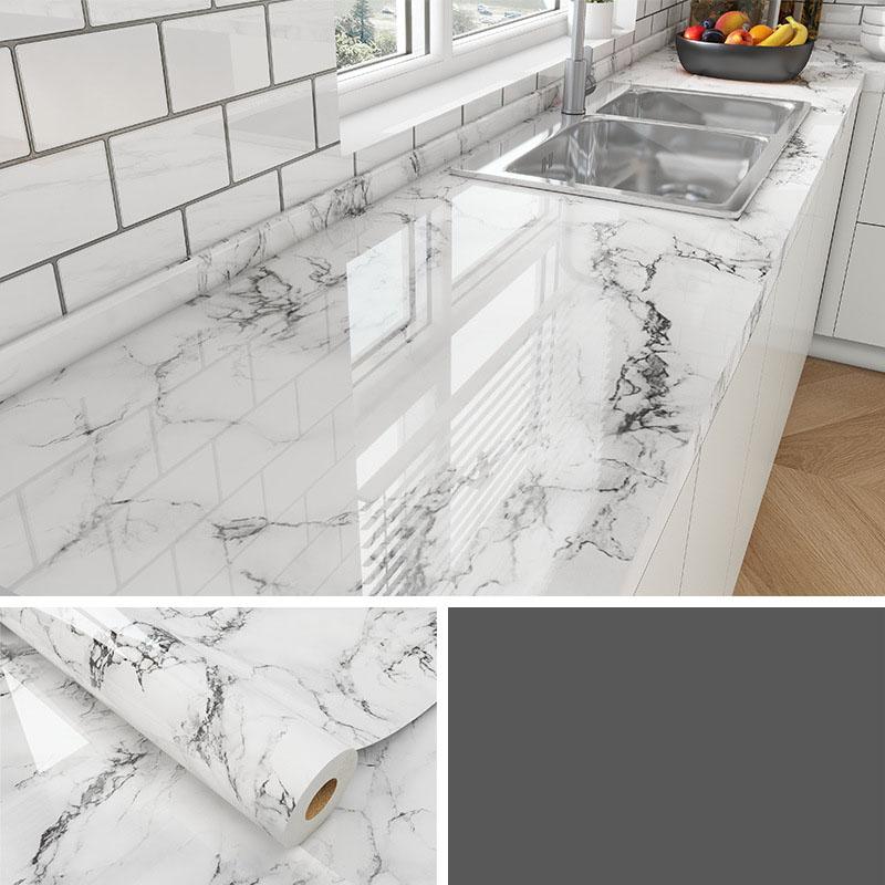Marble Self Adhesive Film - Heat Resistant Kitchen Countertop Sticker, Waterproof Oil Proof Peel and Stick Wallpaper for Cabinet Refinishing
