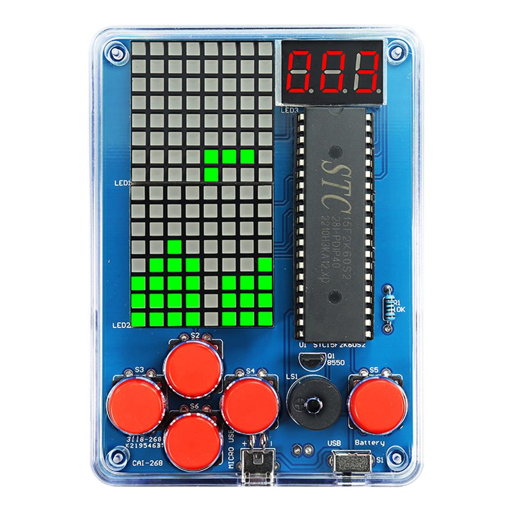 DIY Kit Electronic Pixel Game Console LED Dot Matrix Digital Tube Display STC11F1K61S1 MCU Double-Sided PCB DIY Soldering Kit