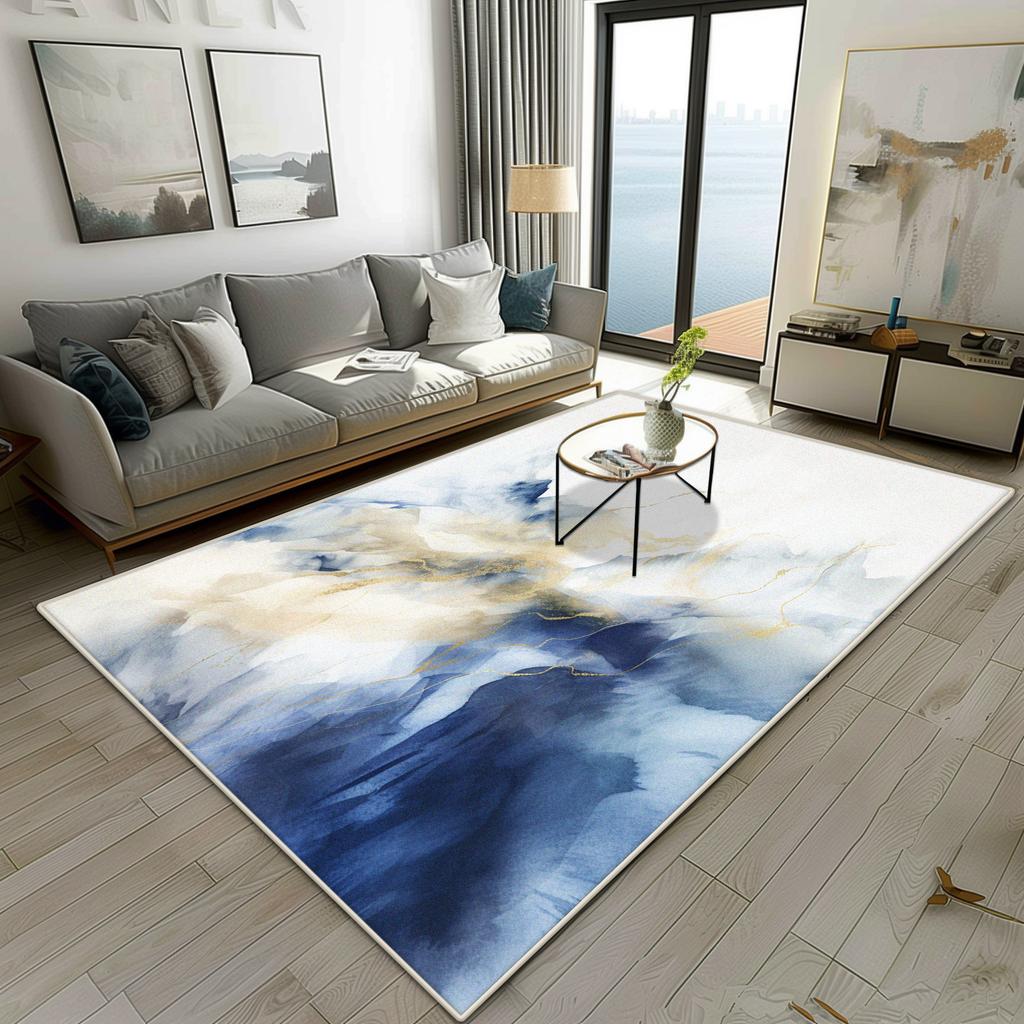 Modern Marble Style Living Room Carpet Luxury Decoration Bedroom Bedside Fluffy Soft Rug Easy Clean Sofa Tables Non-slip Mat