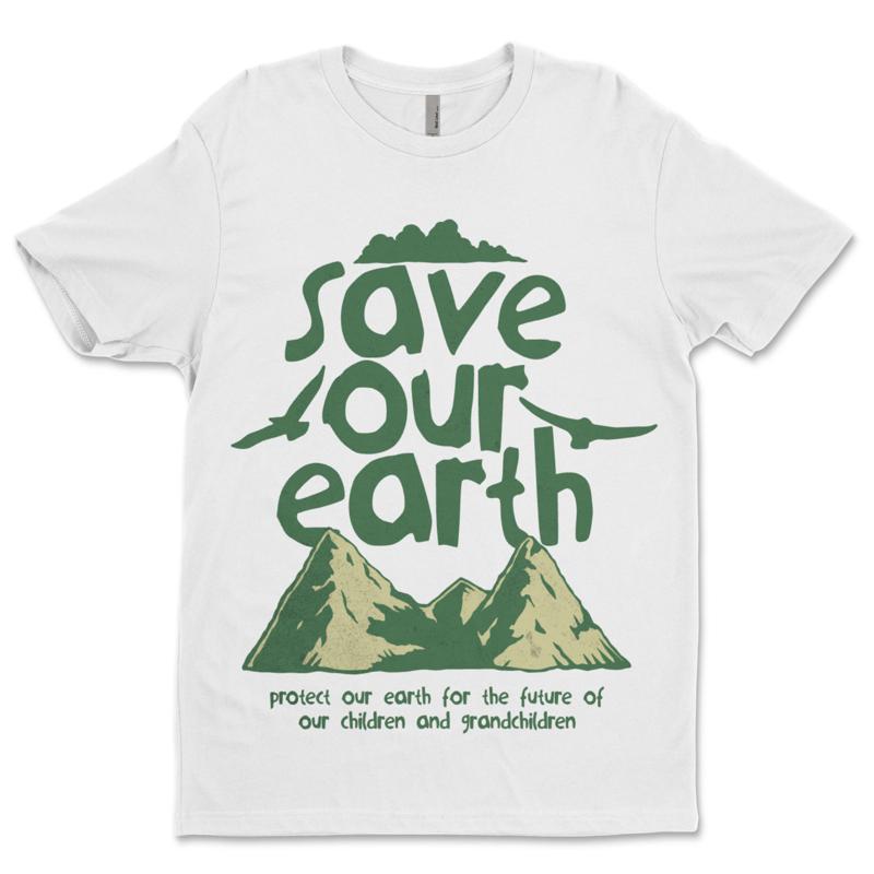Save Our Earth Mountains Birds T-shirt S