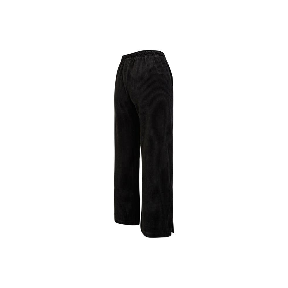 Nike Solide Logo-Print Cordhose Weite Beine Lange Hose Gespaltene Sporthose Damen Hose Schwarz DQ5922-010