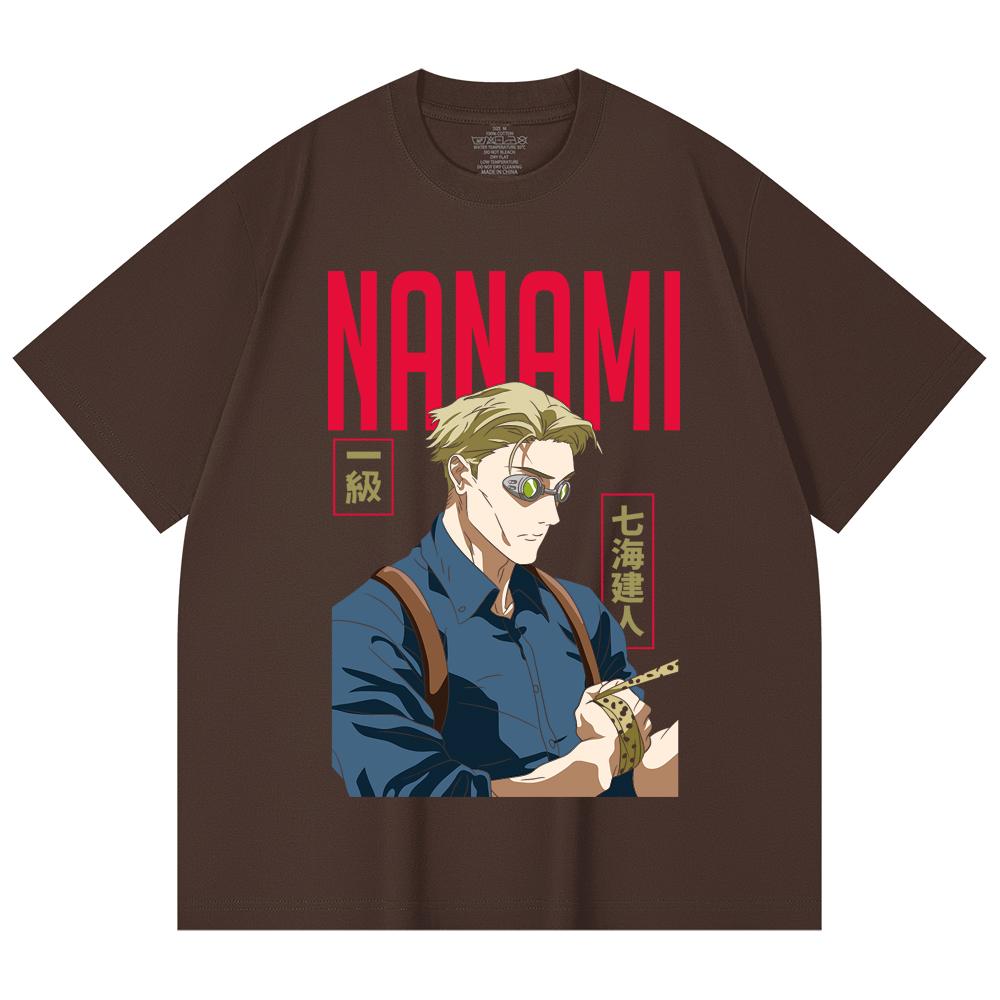 230 Gsm 100% Cotton Jujutsu Kaisen V60 Nanami Print Unisex Heavy Cotton T Shirt