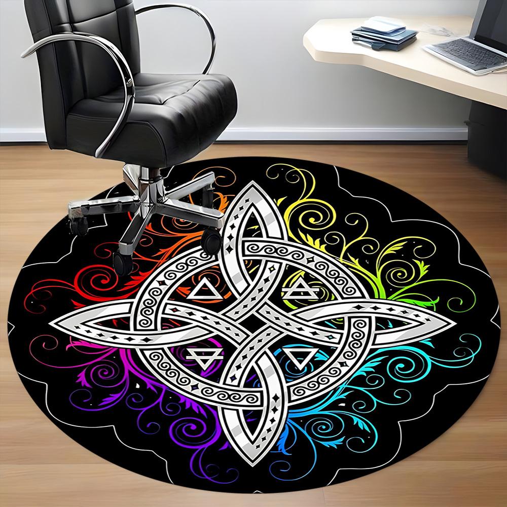 1pc Celtic Mandala Office Round Area Rug, Indoor Mat Suitable For Office, Under Office Chairs Bedroom Living Room Home Decor, Room Deco