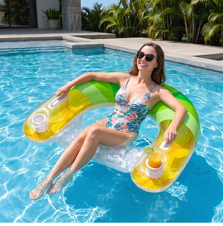 Fire Dragon Fruit Inflatable Water Sofa: Single-Person U-Shaped Pool Float
