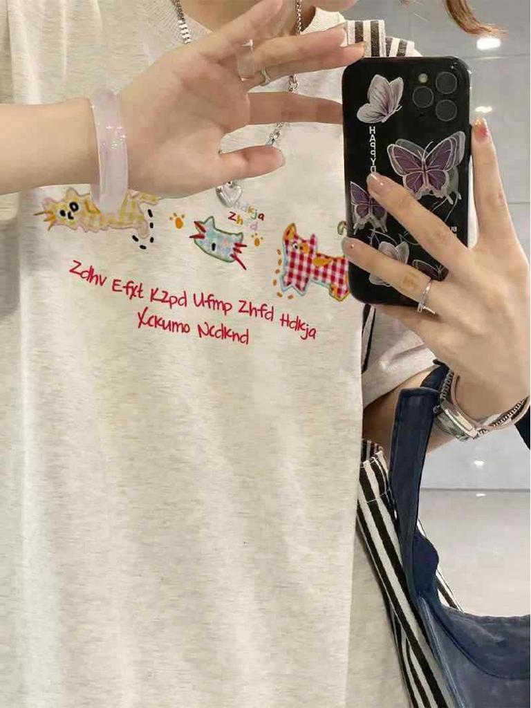 Plus Size Summer Cotton Short-Sleeve Women's T-Shirt with Trendy Shoulder Design