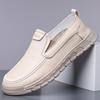Men's Cow Leather Slip On Loafers Hand Stitching Thick Platform Sole Casual Shoes White Sizes 38-44 Daily Business Walking Shoes