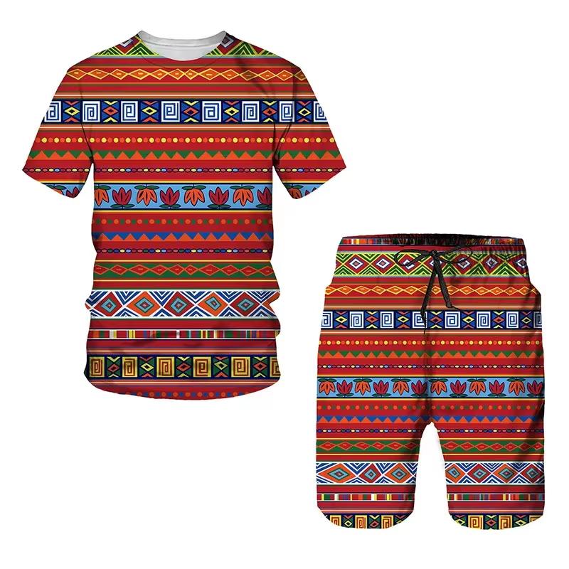 

Summer Kids Set Ethnic Style Printed Kids T-shirt and Shorts 2 Piece Set Summer Casual Outdoor Boys and Girls Outfit Kids Clothing 100