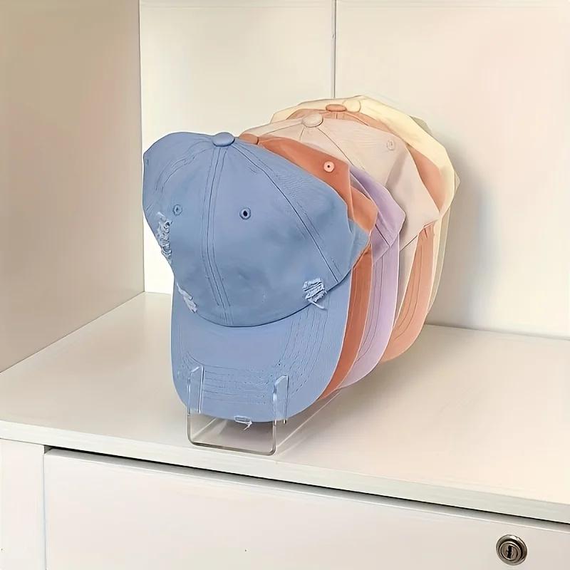 1pc Clear Acrylic Baseball Cap Storage Rack Home Desktop Organizer Heavy-Duty Hat Shelf Multi-Compartment Standalone Hat Display