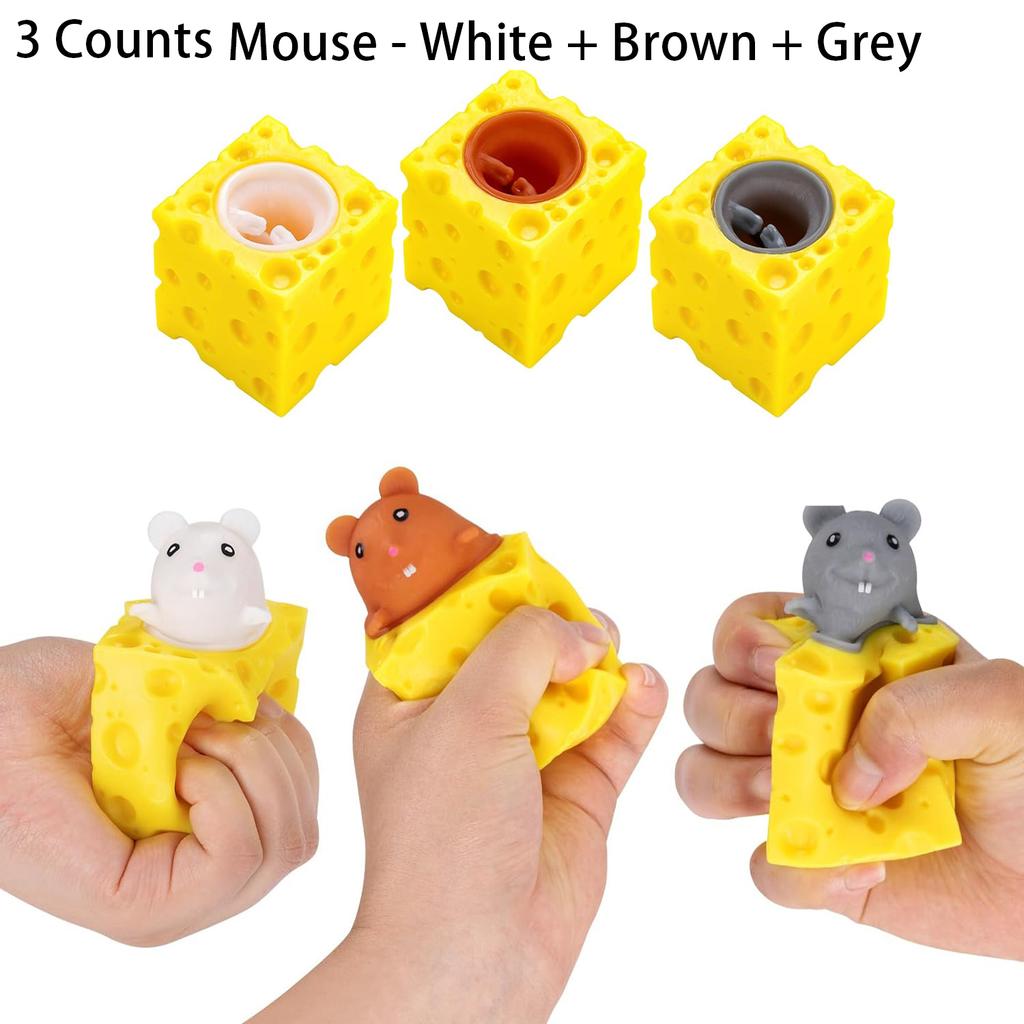 Pop Up Funny Mouse And Cheese Block Squeeze Anti Stress Toy Hide And Seek Figures Stress Relief Fidget Toys For Kids Adults