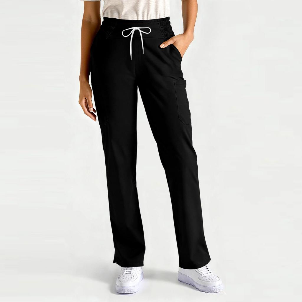 Women's Casual Lightweight  Color Work Pants/caregiver Pants With Side Pockets