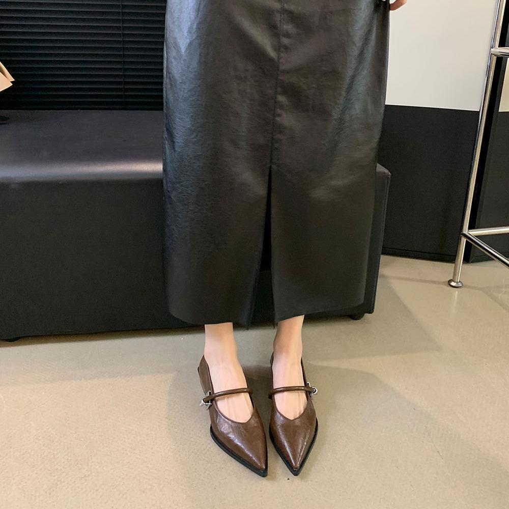 French low-heeled shoes, small fragrant wind pointed single shoes women's 2025 spring and autumn new Mary Jane women's shoes, thick-heeled work shoes