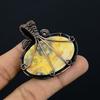 Yellow Laguna Lace Agate Pendant Gemstone Handmade Jewelry,  999 Copper Wire Wrapped Pendant, Gift For Wife Jewelry