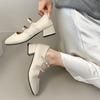 Mary Jane Shoes Heightened Retro Single Shoes Xia Square Toe Shallow Mouth Season One-word Leather Shoes Women