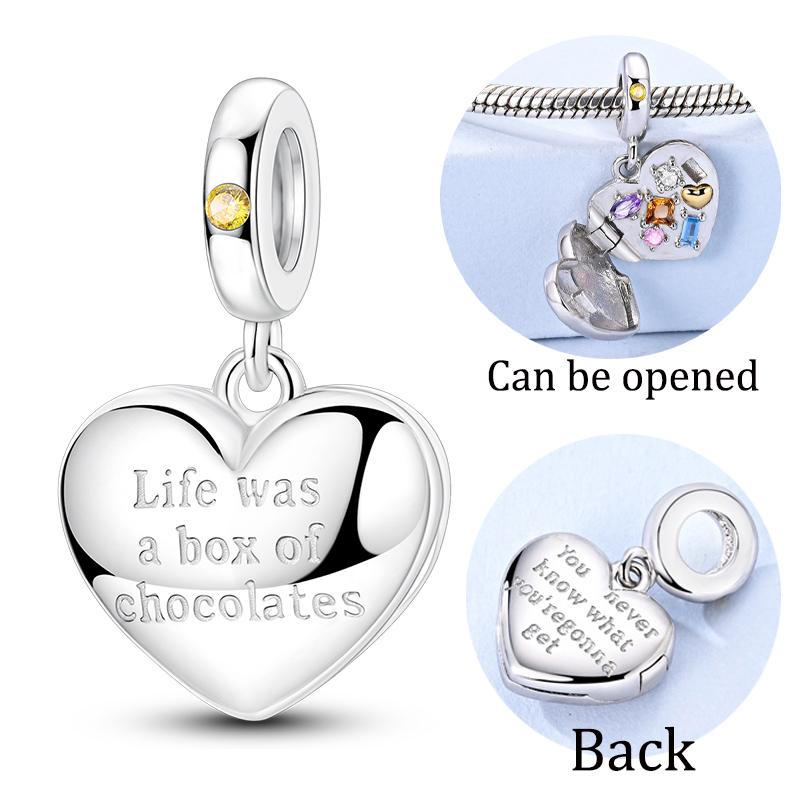 Original 925 Silver Charms Openable Matryoshka Dolls Suitcase Fit Bracelet Diy Fine Jewelry