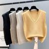 Gilet da donna corto primaverile versatile maglione lavorato a maglia senza maniche con scollo a V