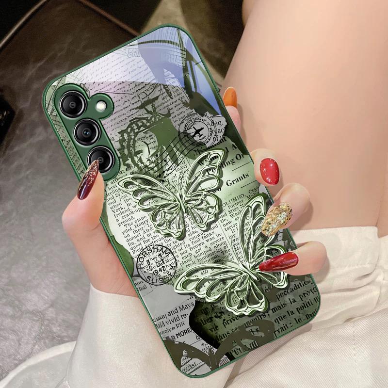 

Вінтажний метелик для Samsung Galaxy A14 4G 20 30 52 20S 21S 22 A32 33 34 42 50 51 53 54 70 71 72 73 5G Скляний чохол для телефону For Samsung A73 5G