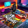 Custom Name Personalized Crayon Shin Print Carpet, Versatile Home Decor Rug, for Playroom, Apartment, Balcony, Entryway, Hallway Gift