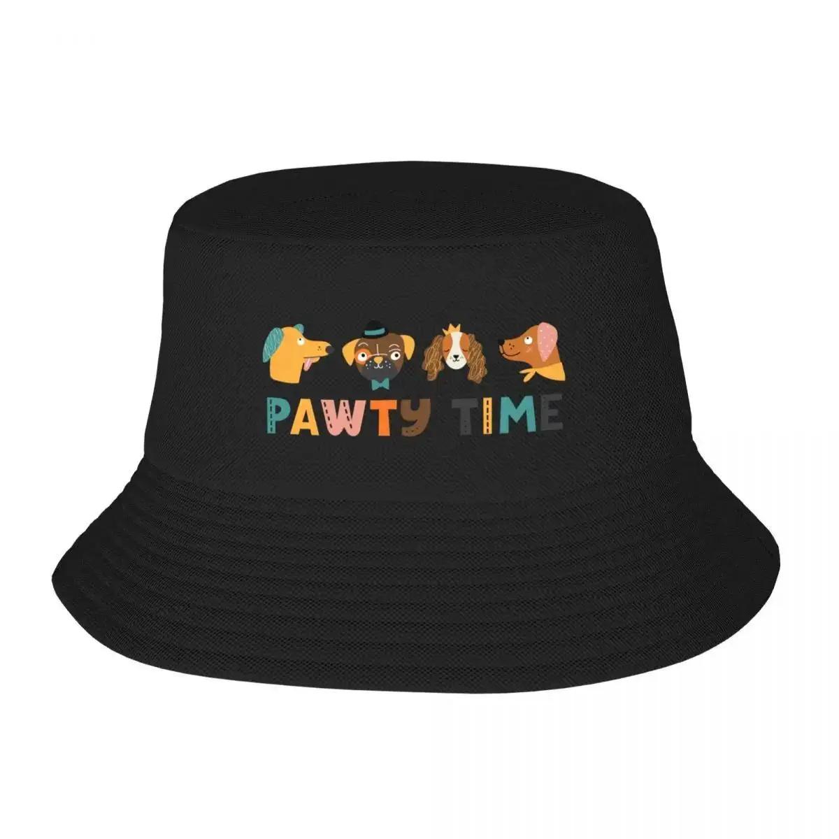 New Dog Pawty Time Bucket Hat Brand Unisex Caps fashionable Uv Protection Solar Hat Hat For Unisex Womens