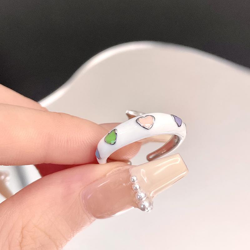 Enamel Oil Drop Flower Bow Personalized Snake Open Ring Cold Wind Niche Design Ring Woman