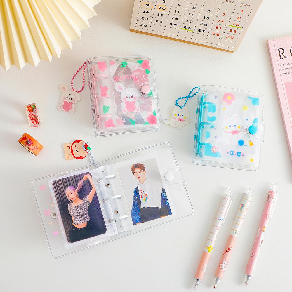 Korean PVC Cartoon Binder: 3-Ring Photo Album & Sticker Storage for DIY Journals & Card Collection