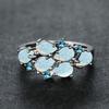 Huajie Women's Colorful Stone Blue Zirconia Teardrop Rings Elegant Delicate Banquet Retro New Ring  Fashion Tide