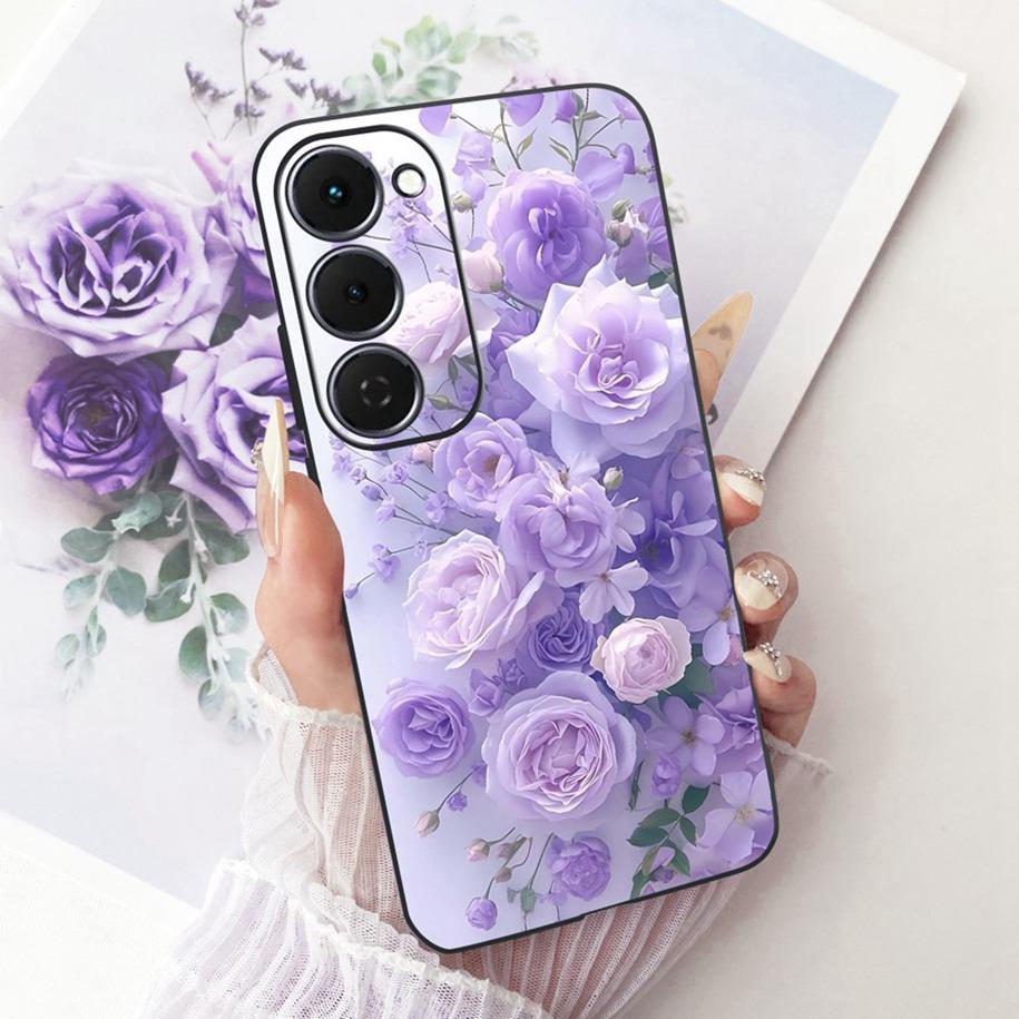 Case For Tecno Spark 40 Pro 40Pro+ 4G Cover Fashion Flower Phone Case Slim Black Silicone Soft Cover For Tecno Spark40 40C Shell