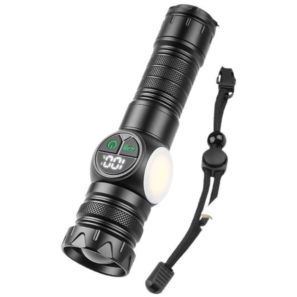 Searchlight LED Flashlight USB Rechargeable Camping Light Portable Display  Torch  Outdoor