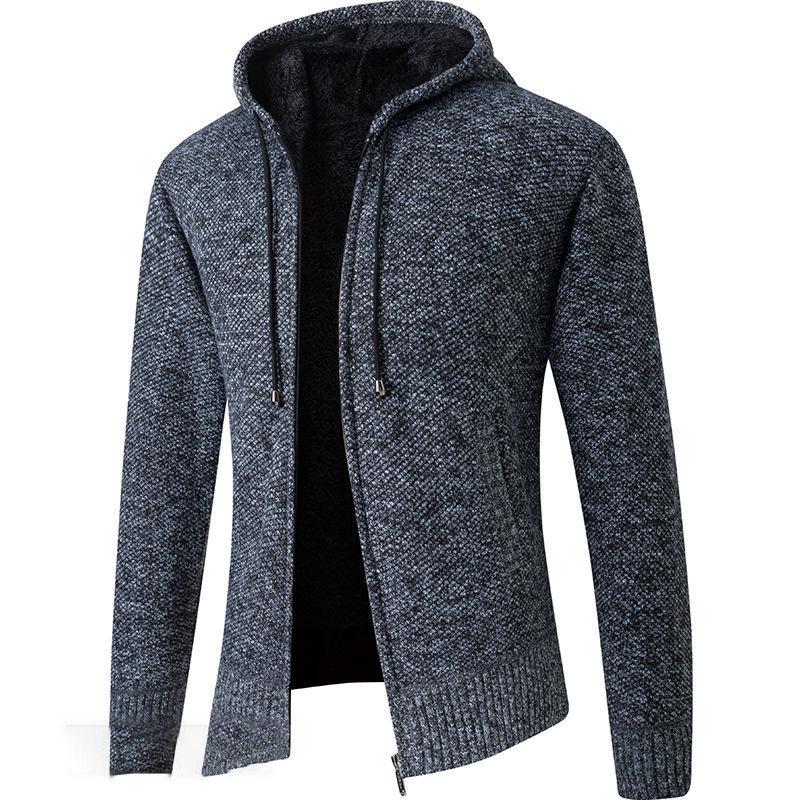 Pánský zimní kabát plus sametový zahušťovací móda pletený svetr kabát cardigan pro udržení tepla