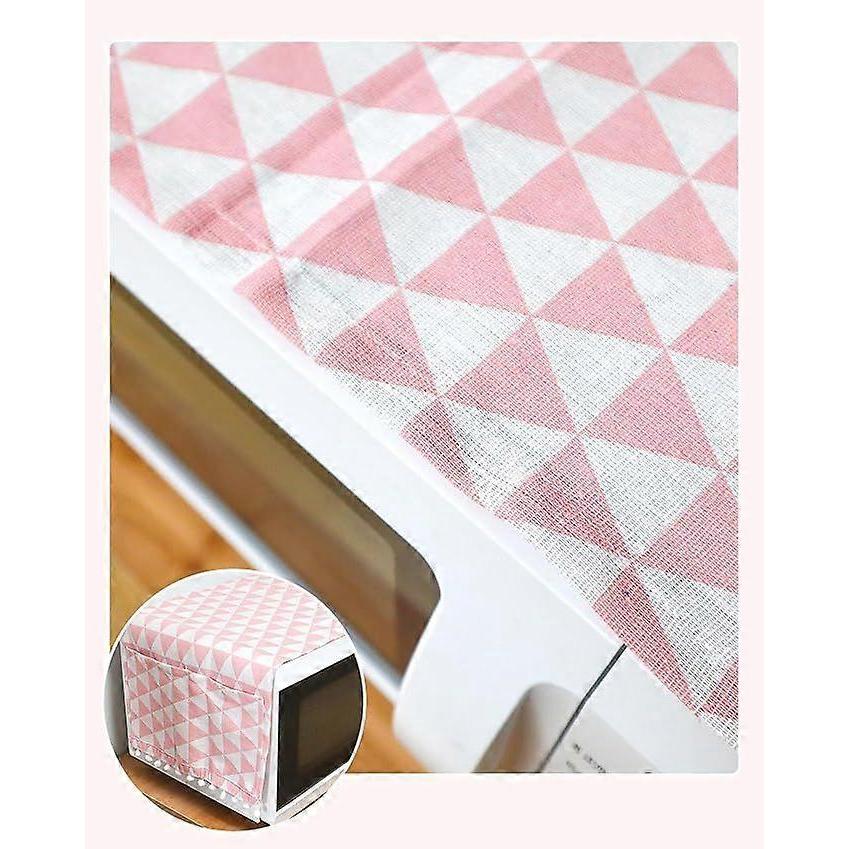30x90ccm Microwave Oven Cover Dustproof Cotton Machine Protector Decorative Kitchen Appliance Cover with Side Storage Pockets