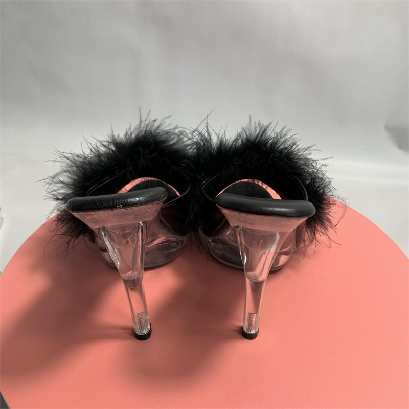 Sandale de damă cu toc înalt pantofi de cristal papuci sexy pantofi de dans la modă transparenți 13 cm toc 3 cm platformă YKC