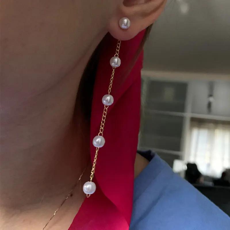 Fashion Zircon Long Earring For Women Cute Korean Crystal Rhinestone Chain Drop Earrings Bridal Wedding Party Zircon Gifts 2024