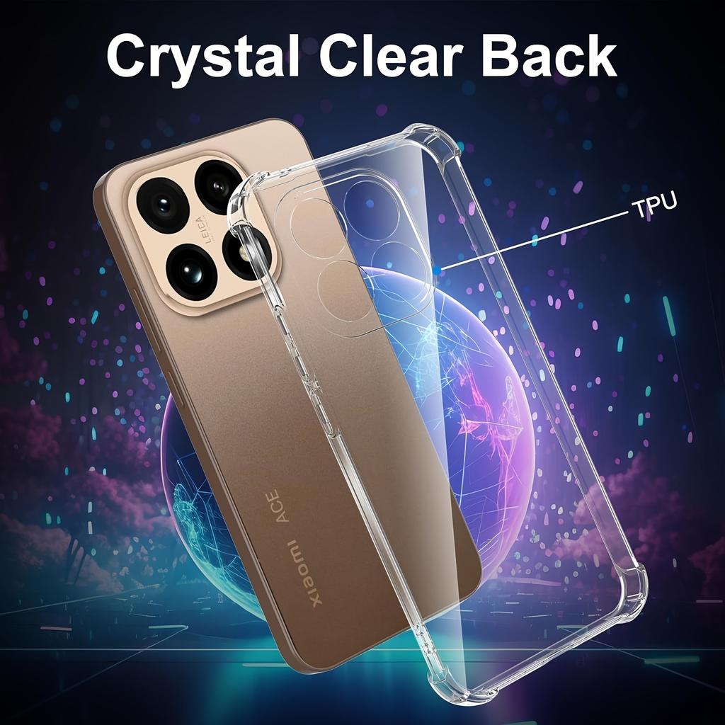 3in1 [2+1 Pack] for Xiaomi 15T Case +[2 Pcs] Tempered Glass Screen Protector+ 1 Pc Clear TPU Shockproof Soft Phone Case Cover Anti-Scratch